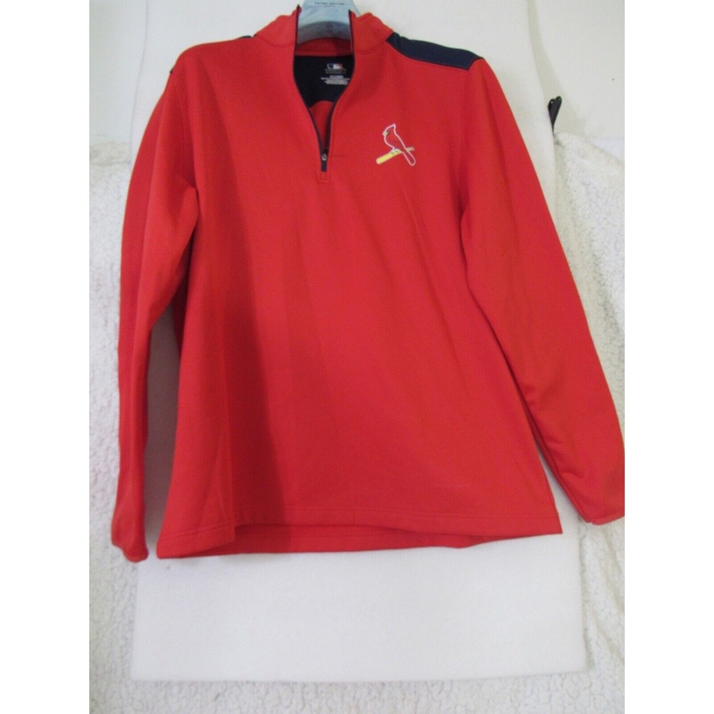 MLB St Louis Cardinals Baseball Red Polyester Logo Thermal Base 1/4 zip Sz XL